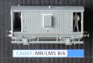 CA007 - Late MR, Early LMS 20 Ton Twin Verandah Brake Van, Optional Duckets, plastic