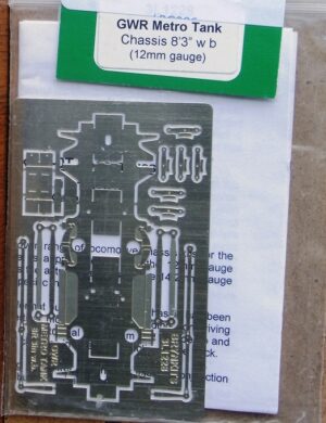 LBG205 - Chassis, 12mm fold up etch with bushes. GWR "Metro Tank" 2-4-0T (8ft 0 ins wheelbase)