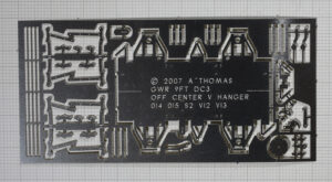 AT009 - GWR 9ft DC3 offset centre V hanger, O14/15, S2, V12/13, etched