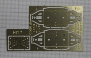 HD002 - Etched Brass BR Open Frame 'W' irons with hole for shunt hawser hook, 2 Wagon Set, etched